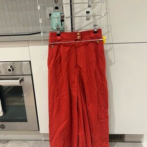 Red High-Waisted Trousers